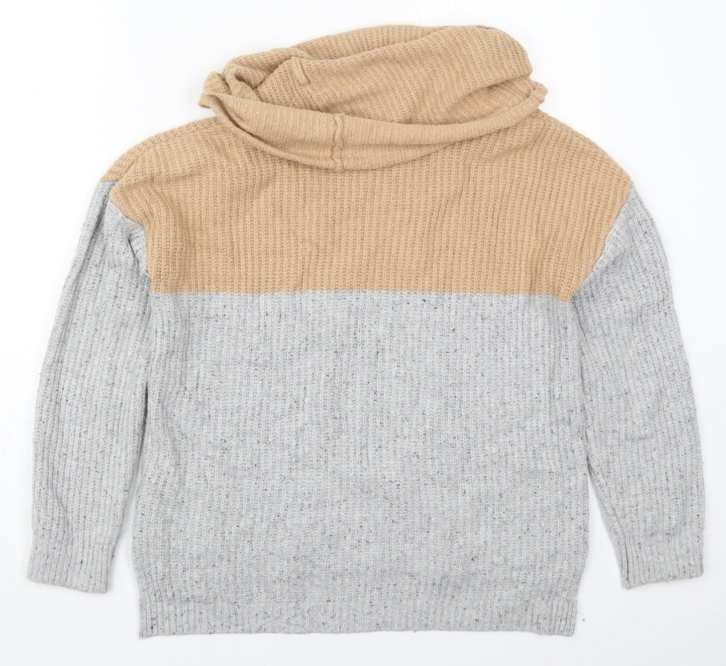 Yes Lola Womens Beige Roll Neck  Cotton Pullover Jumper Size S   - Grey