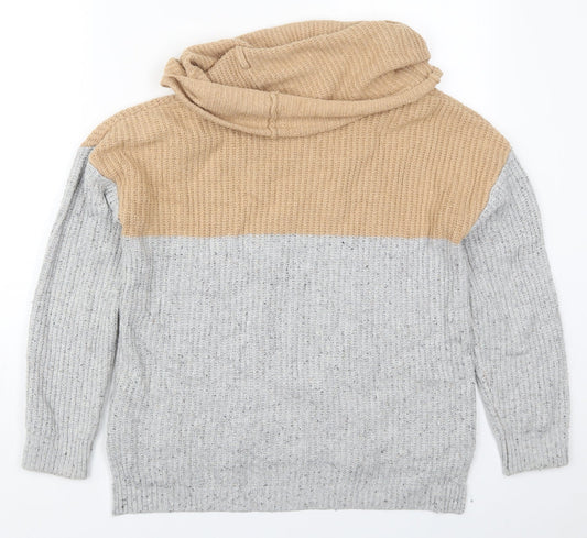 Yes Lola Womens Beige Roll Neck  Cotton Pullover Jumper Size S   - Grey