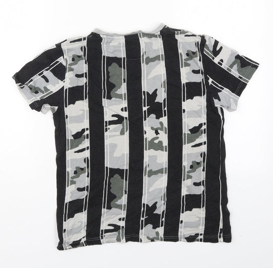 NEXT Boys Black Camouflage Cotton Basic T-Shirt Size 11 Years Crew Neck Pullover - Limited Edition