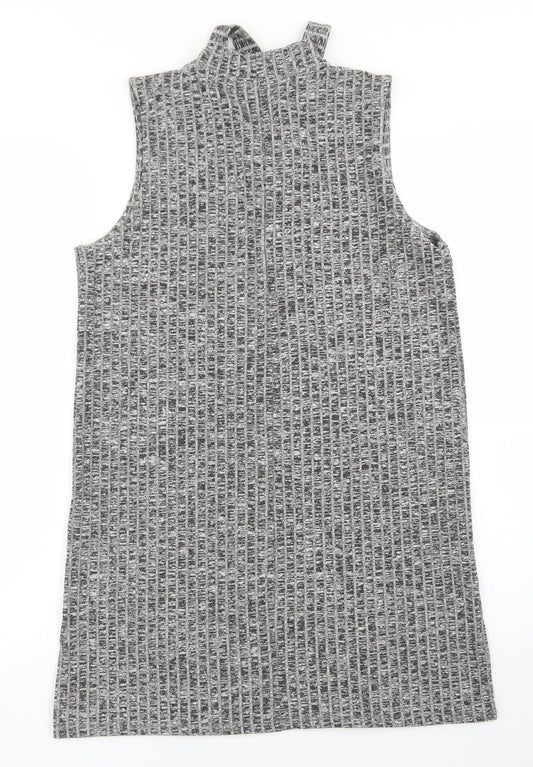 Papaya Womens Grey  Viscose A-Line  Size 12  V-Neck  - Tie Neck