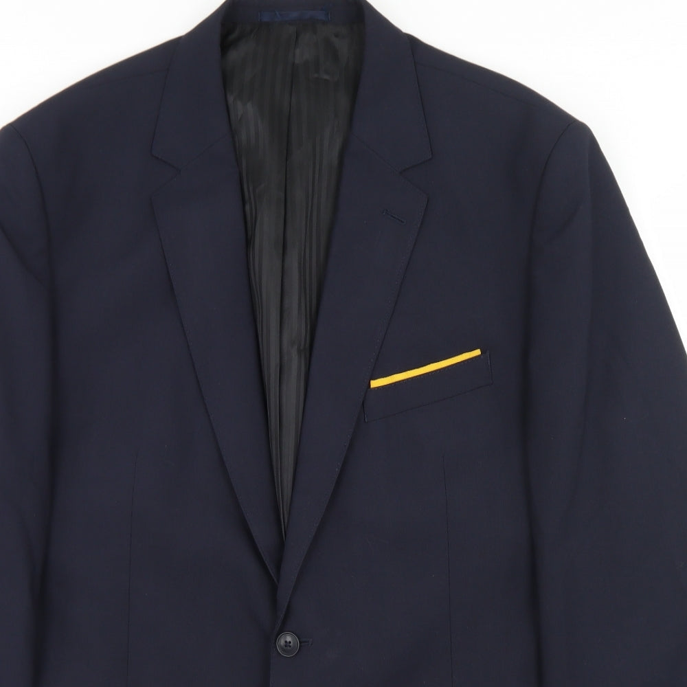 Everyone Mens Blue  Polyester Jacket Blazer Size 44