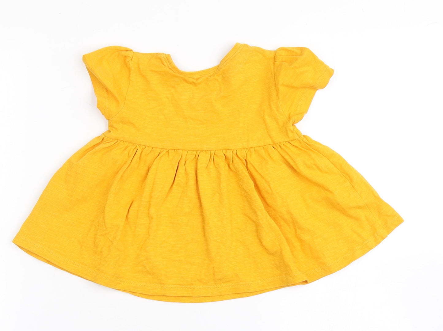 NEXT Girls Yellow  100% Cotton A-Line  Size 12-18 Months  Round Neck