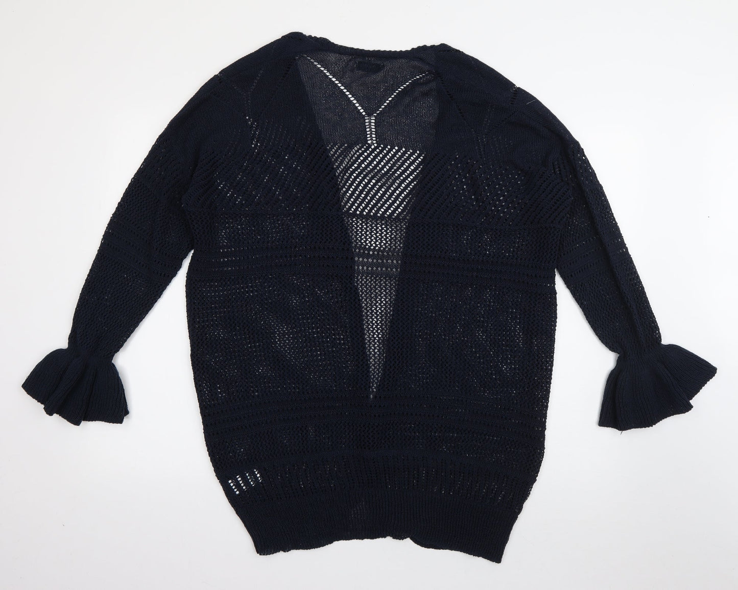 Papaya Womens Blue V-Neck  Acrylic Cardigan Jumper Size L