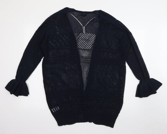 Papaya Womens Blue V-Neck  Acrylic Cardigan Jumper Size L