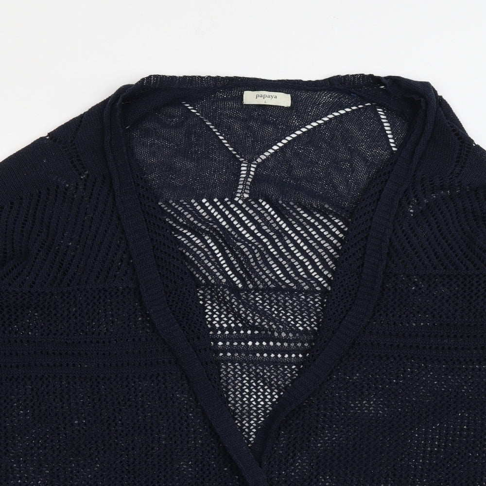 Papaya Womens Blue V-Neck  Acrylic Cardigan Jumper Size L