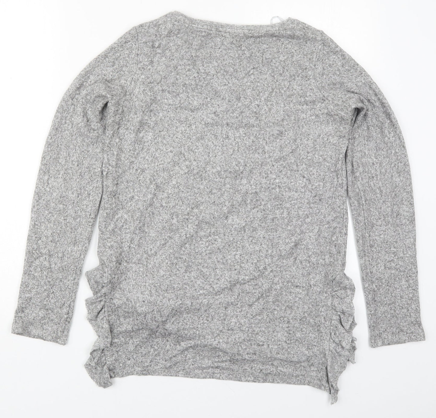 NEXT Womens Grey  Viscose Basic T-Shirt Size 6 Crew Neck