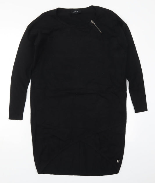 In Town Womens Black Round Neck  Viscose Pullover Jumper Size S