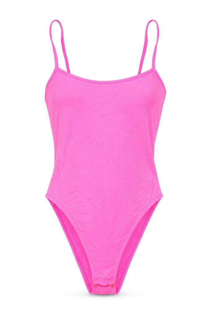 New Look Womens Pink  Polyamide Camisole T-Shirt Size 6 Boat Neck - Neon Pink