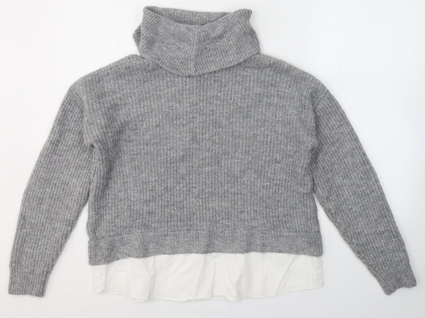 New Look Womens Grey Roll Neck  Nylon Pullover Jumper Size S