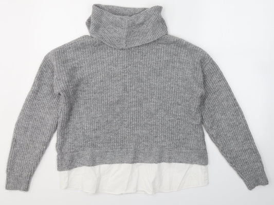 New Look Womens Grey Roll Neck  Nylon Pullover Jumper Size S
