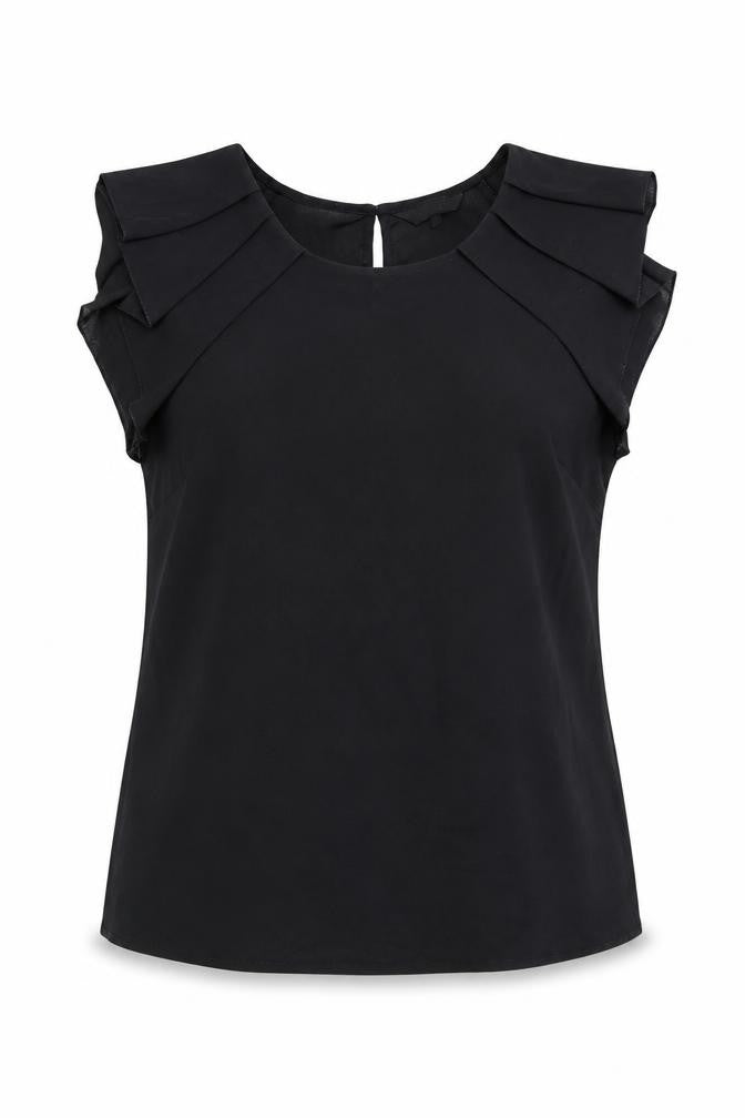 Peacocks Womens Black  Polyester Basic Blouse Size 10 Round Neck