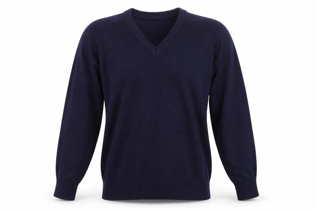 Hunter Mens Blue V-Neck  Acrylic Pullover Jumper Size S