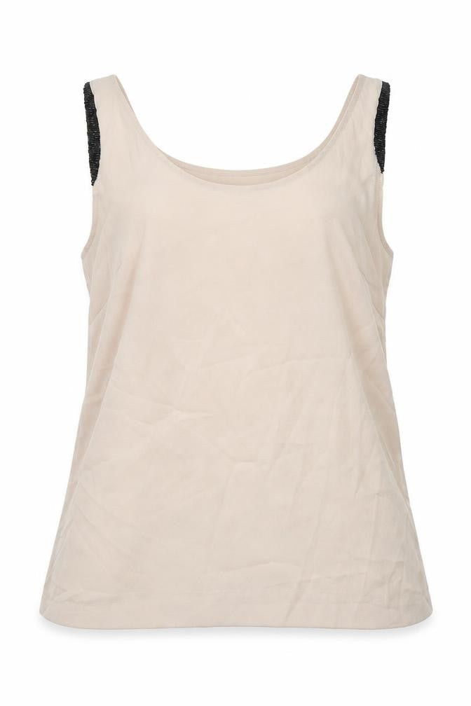 H&M Womens Beige  Polyester Basic Blouse Size 10 Round Neck