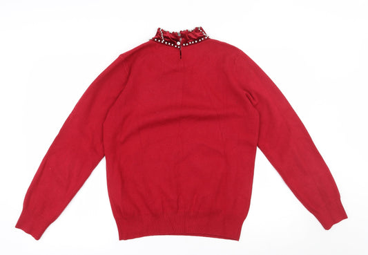 Darling Womens Red High Neck  Rayon Pullover Jumper Size 12