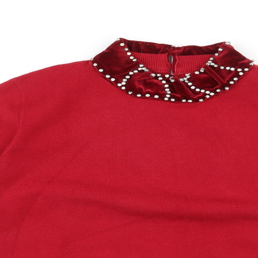 Darling Womens Red High Neck  Rayon Pullover Jumper Size 12