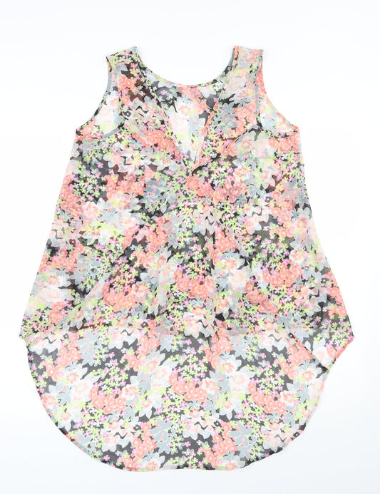 Oasis Womens Multicoloured Floral Polyester Basic Blouse Size 10 Scoop Neck