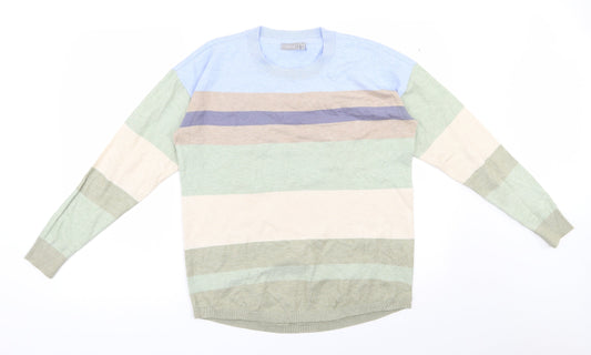 Fransa Womens Multicoloured Round Neck Striped Viscose Pullover Jumper Size S