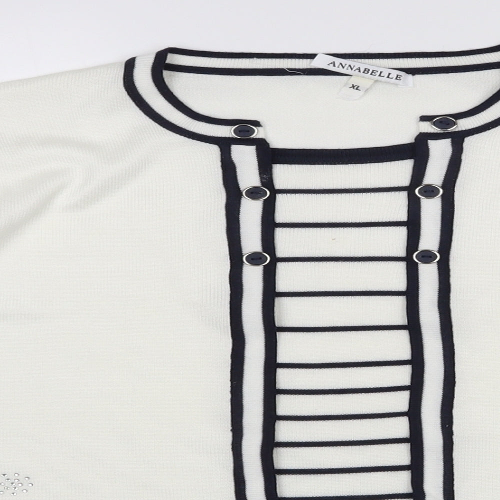 Annabelle Womens White Round Neck  Acrylic Pullover Jumper Size XL