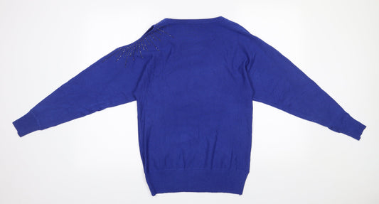 Kilky Womens Blue Round Neck  Viscose Pullover Jumper Size M   - Cold shoulder