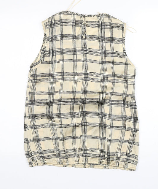 BHS Womens Multicoloured Check Polyester Basic Blouse Size 10 Round Neck