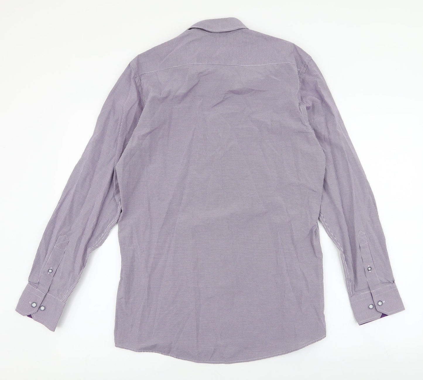 Daniel Rosso Mens Purple Plaid Cotton  Button-Up Size M Collared Button