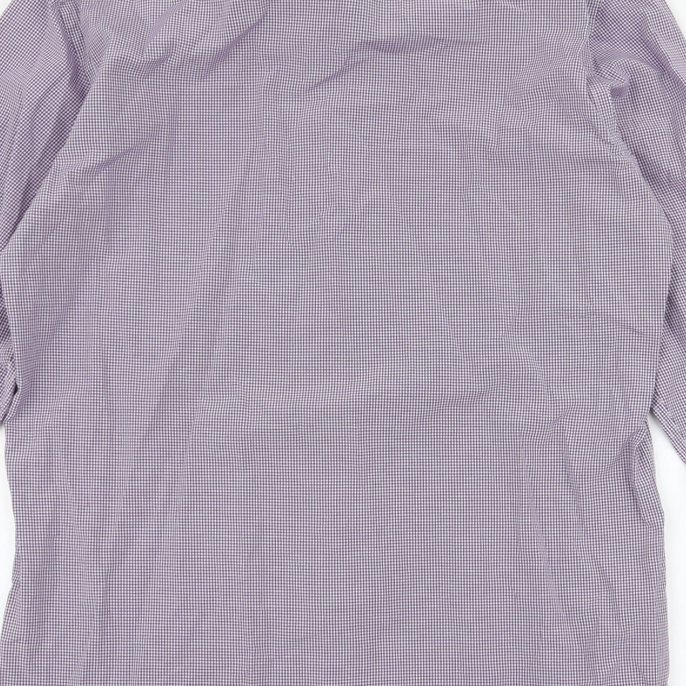 Daniel Rosso Mens Purple Plaid Cotton  Button-Up Size M Collared Button