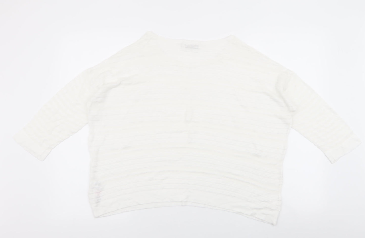 Wallis Womens White Striped Viscose Jersey Blouse Size M Boat Neck