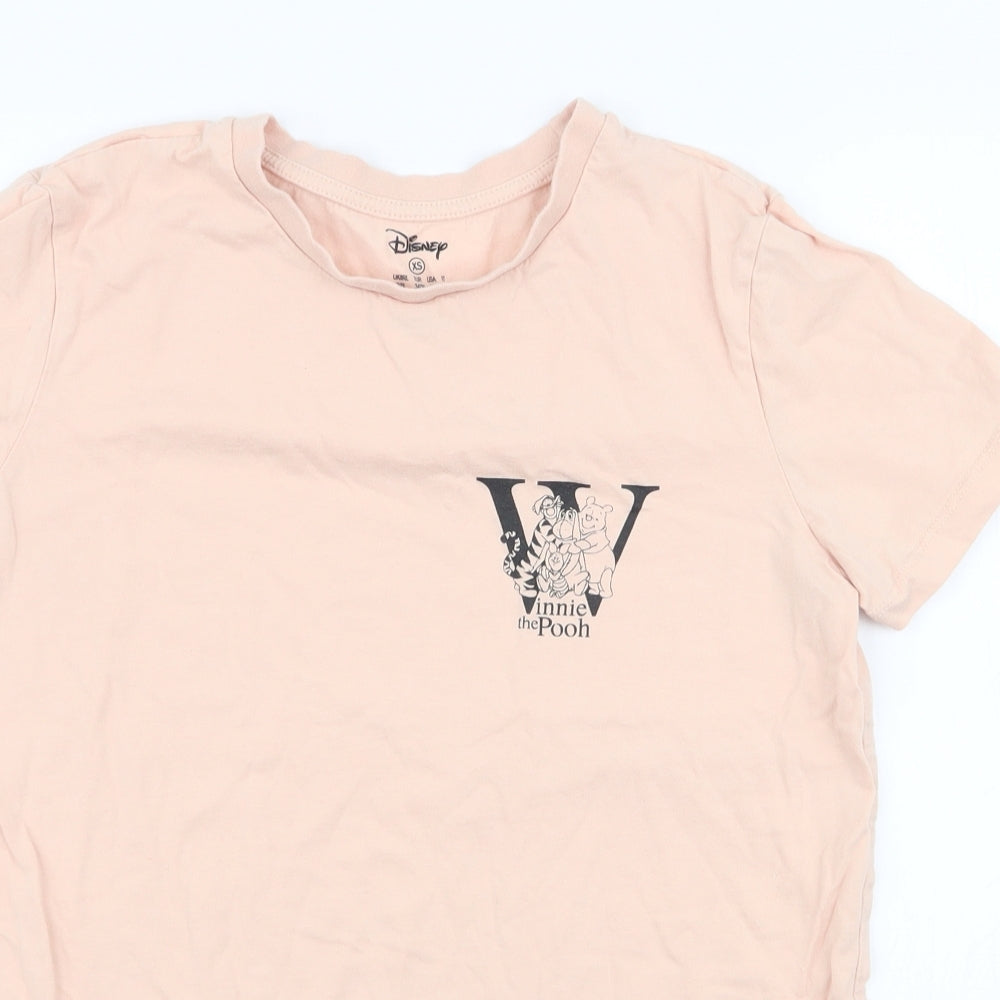 Disney Womens Pink  Polyester Jersey T-Shirt Size XS Round Neck - Winnie the pooh