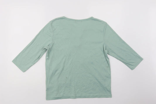 Bonma Womens Green  Polyester Basic Blouse Size S Henley