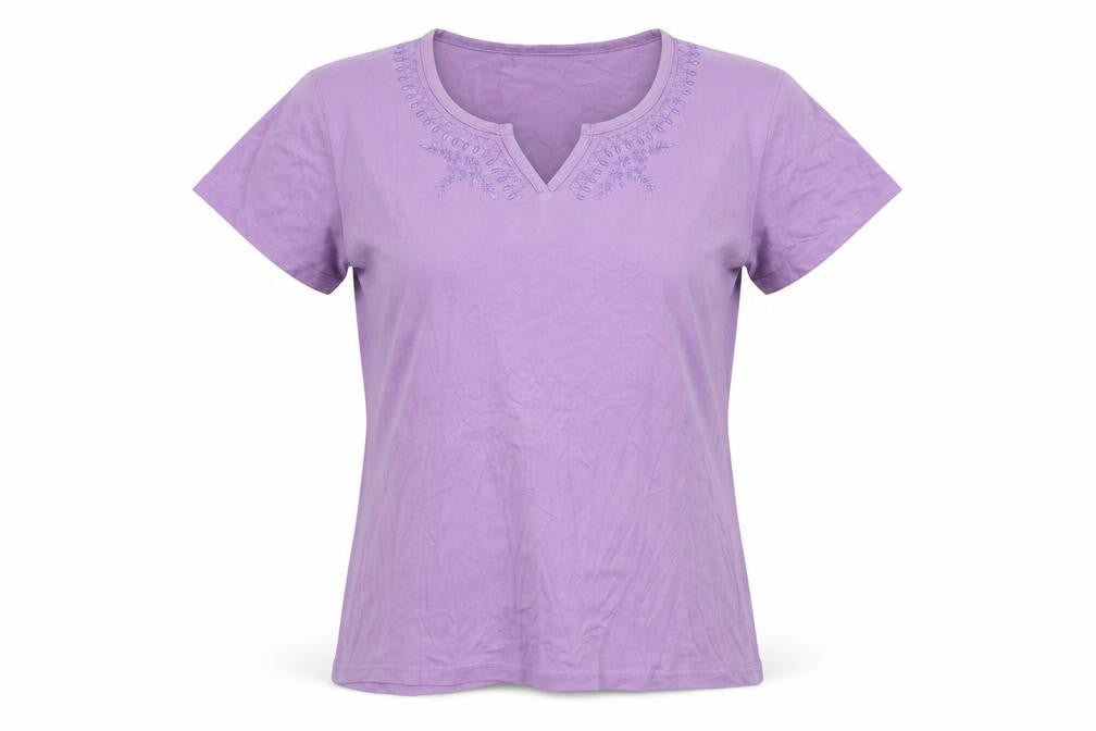 EWM Womens Purple  Cotton Basic Polo Size M V-Neck