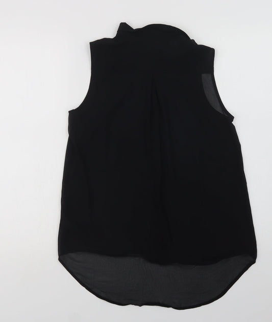 H&M Womens Black  Polyester Basic Blouse Size 6 Collared