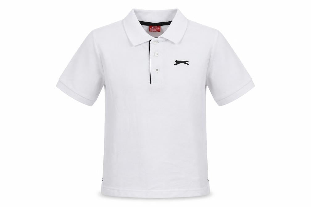 Slazenger Boys White  Polyester Basic Polo Size 9-10 Years Collared Button