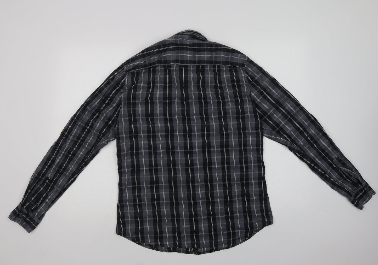 Industrialize Mens Grey Plaid Cotton  Button-Up Size M Collared Button