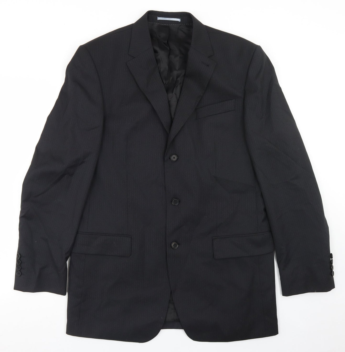 NEXT Mens Black Striped Wool Jacket Blazer Size 40