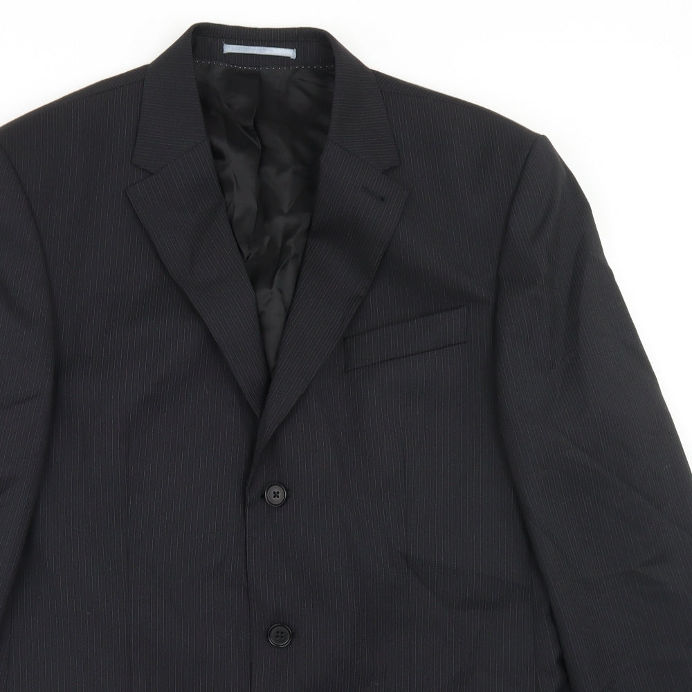 NEXT Mens Black Striped Wool Jacket Blazer Size 40