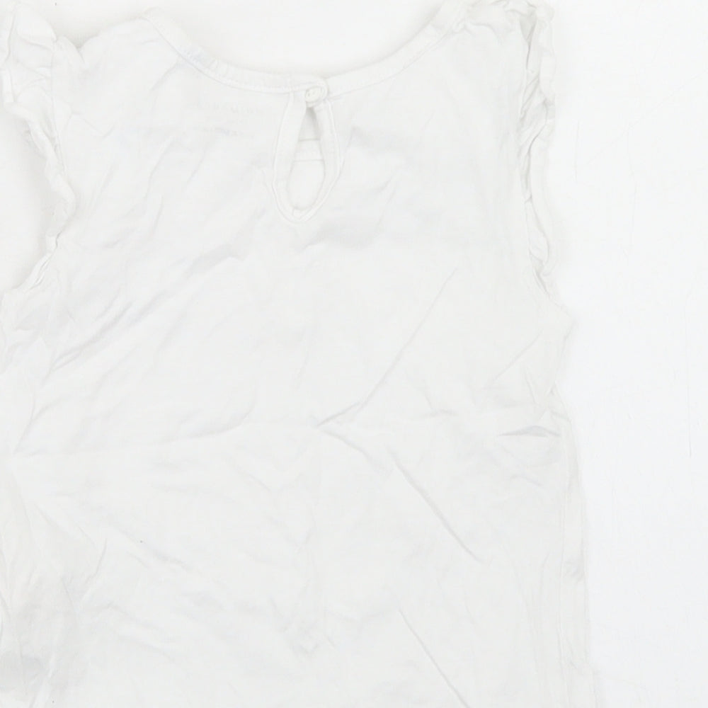 Primark Girls White  Cotton Basic T-Shirt Size 18-24 Months Crew Neck Button