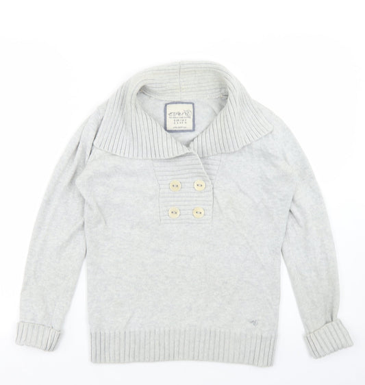 Esprit Womens Grey Collared  Cotton Pullover Jumper Size M