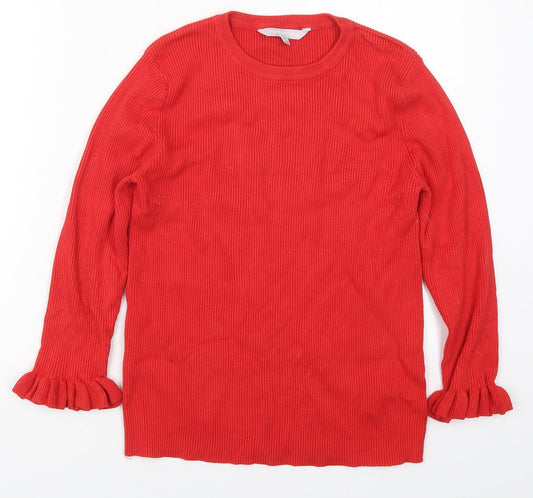 Red Herrint Womens Red Crew Neck  Viscose Pullover Jumper Size 14