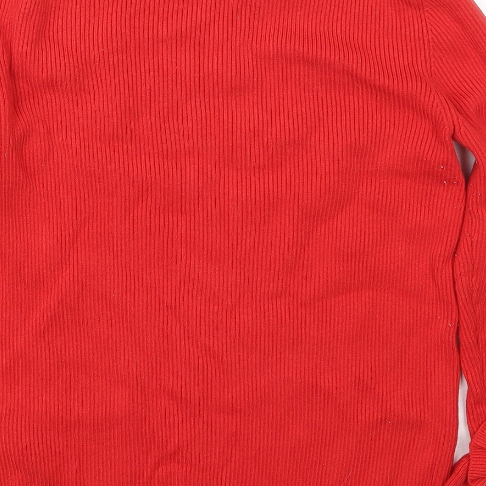 Red Herrint Womens Red Crew Neck  Viscose Pullover Jumper Size 14