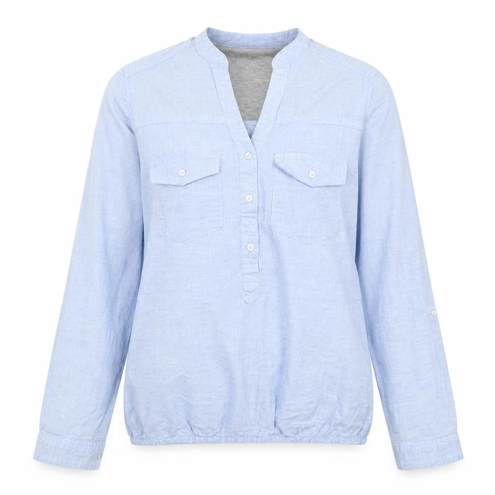 RESERVED Womens Blue  Cotton Basic Button-Up Size 6 Henley