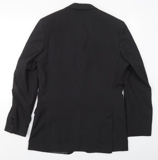 Burton Mens Black Striped Polyester Jacket Suit Jacket Size 40