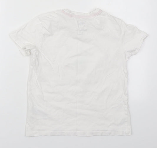 Ridge & Co Girls White  Cotton Basic T-Shirt Size 9-10 Years Crew Neck Pullover - Sweet Dreams