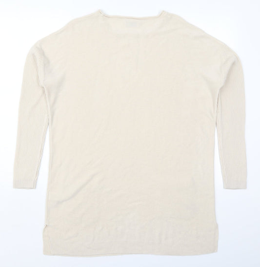 Papaya Womens Beige Round Neck  Acrylic Pullover Jumper Size 10