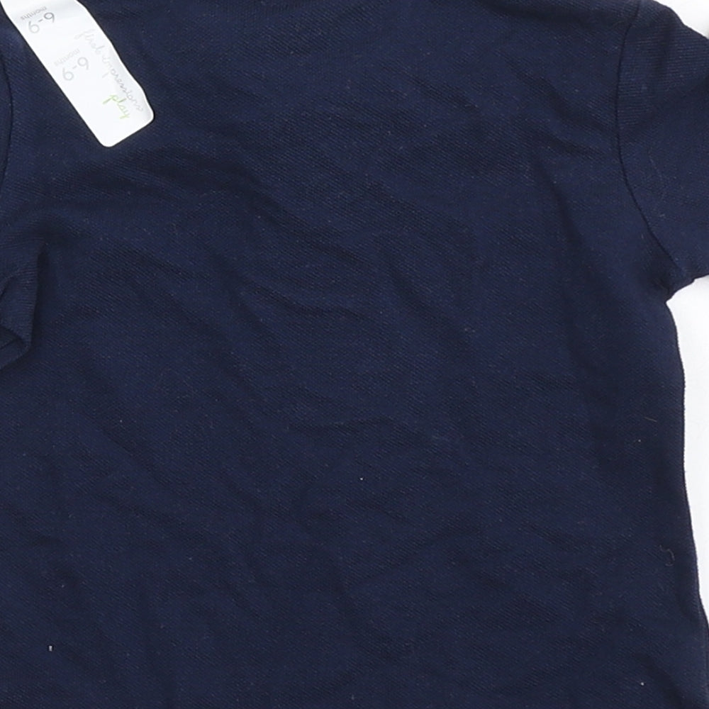 First Impressions Boys Blue  100% Cotton Basic Polo Size 6-9 Months Collared Button