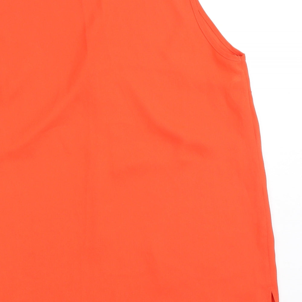 Dorothy Perkins Womens Orange  Polyester Basic Blouse Size 8 Round Neck
