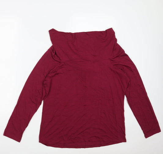 Bonmarché Womens Purple  Viscose Basic T-Shirt Size 18 Boat Neck