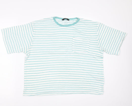 Dunnes Stores Womens White Striped Viscose Pullover Sweatshirt Size L