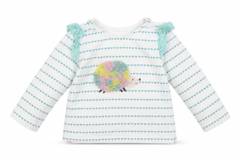 Dunnes Girls Blue Striped Cotton Basic Casual Size 3-6 Months Crew Neck Button