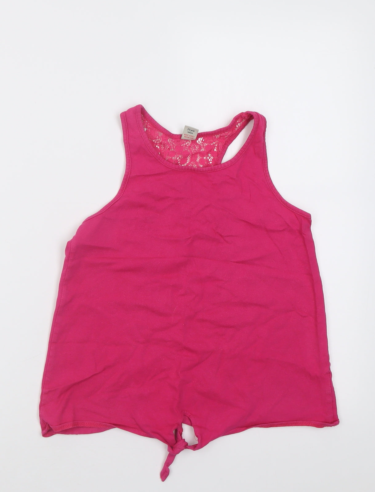 TU Girls Pink  Cotton Basic Tank Size 11 Years Crew Neck Pullover