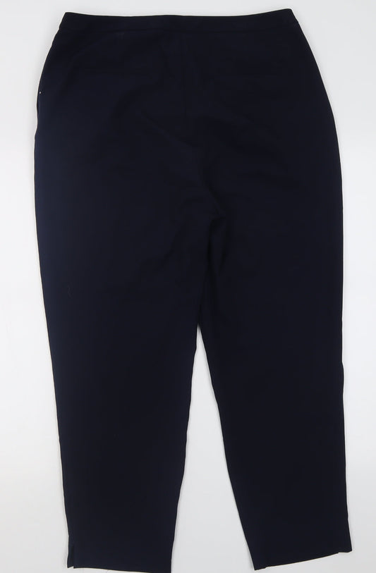Marks and Spencer Womens Blue  Polyester Trousers  Size 14 L26 in Regular Hook & Eye